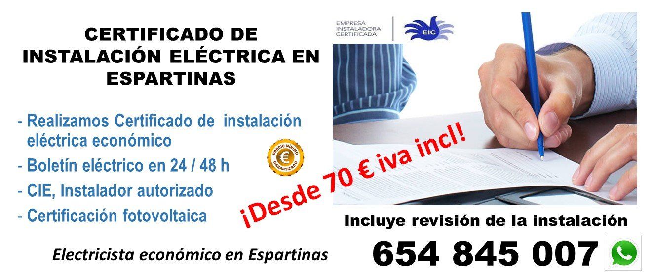 precio barato de Certificados de instalación eléctrica Espartinas