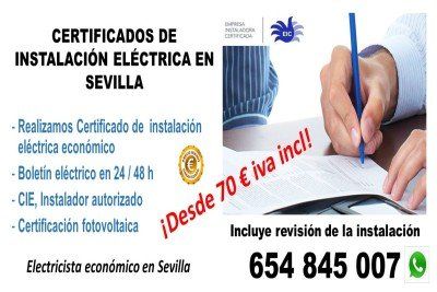 Boletín eléctrico Sevilla 70 euros Boletín eléctrico Sevilla
