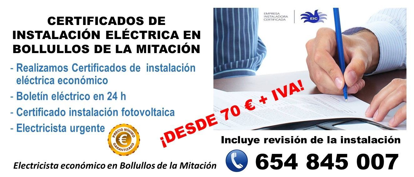 Certificado de instalacion electrica en Bollullos de la Mitación
