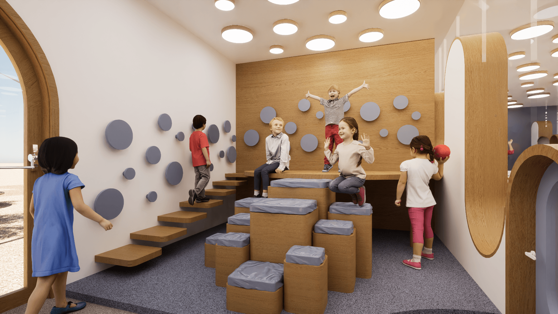 Garderie pour enfants. Salle de motricité