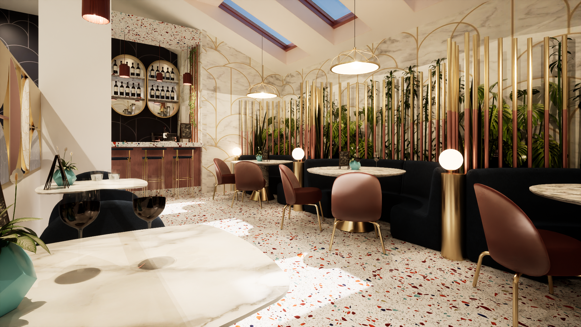 Restaurant hôtel style art déco