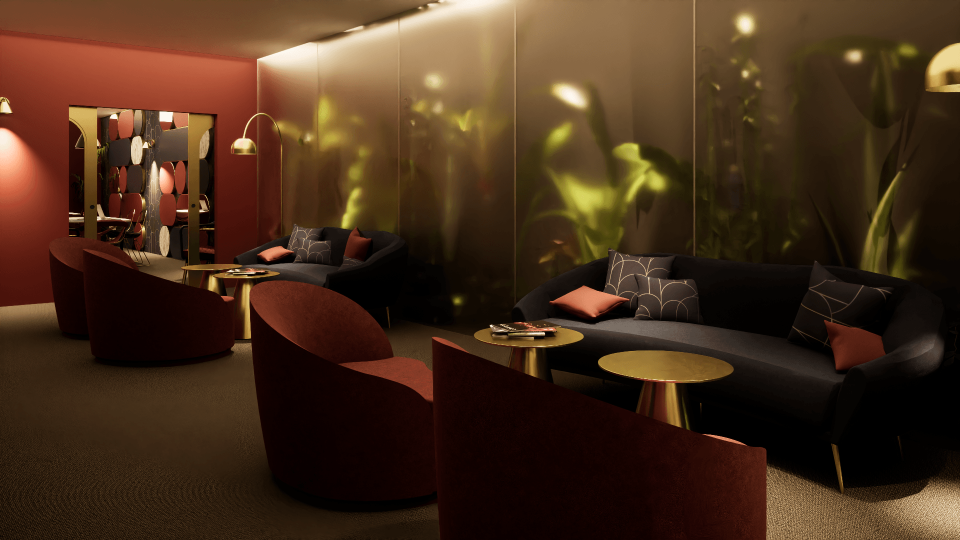 Espace lounge hôtel style art déco