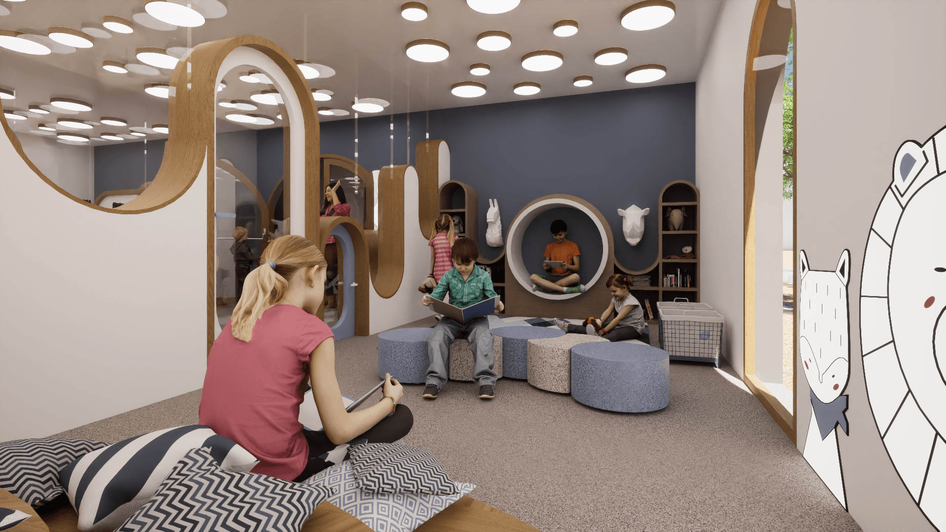 Garderie pour enfants. Salle de lecture