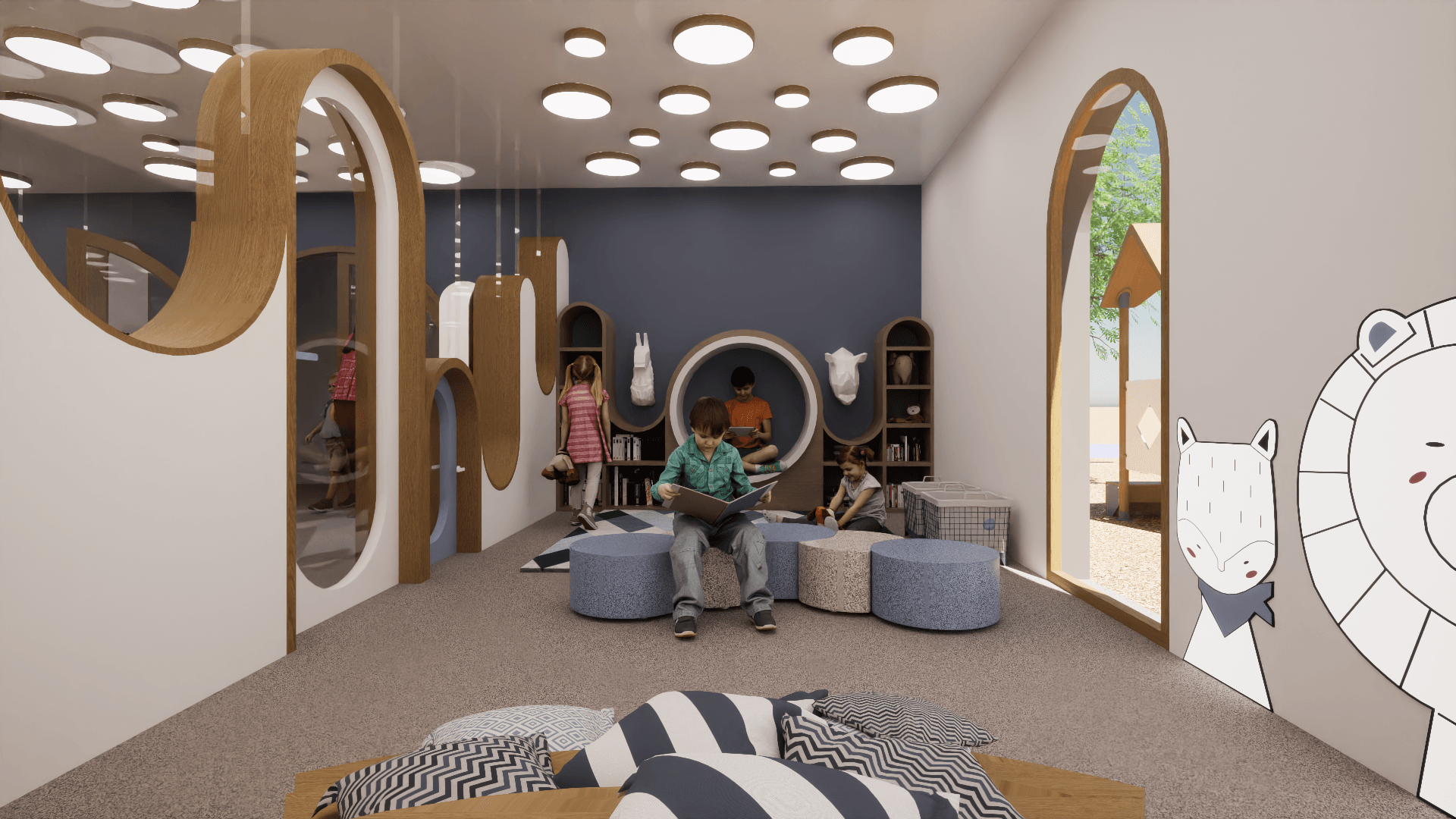 Garderie pour enfants. Salle de lecture