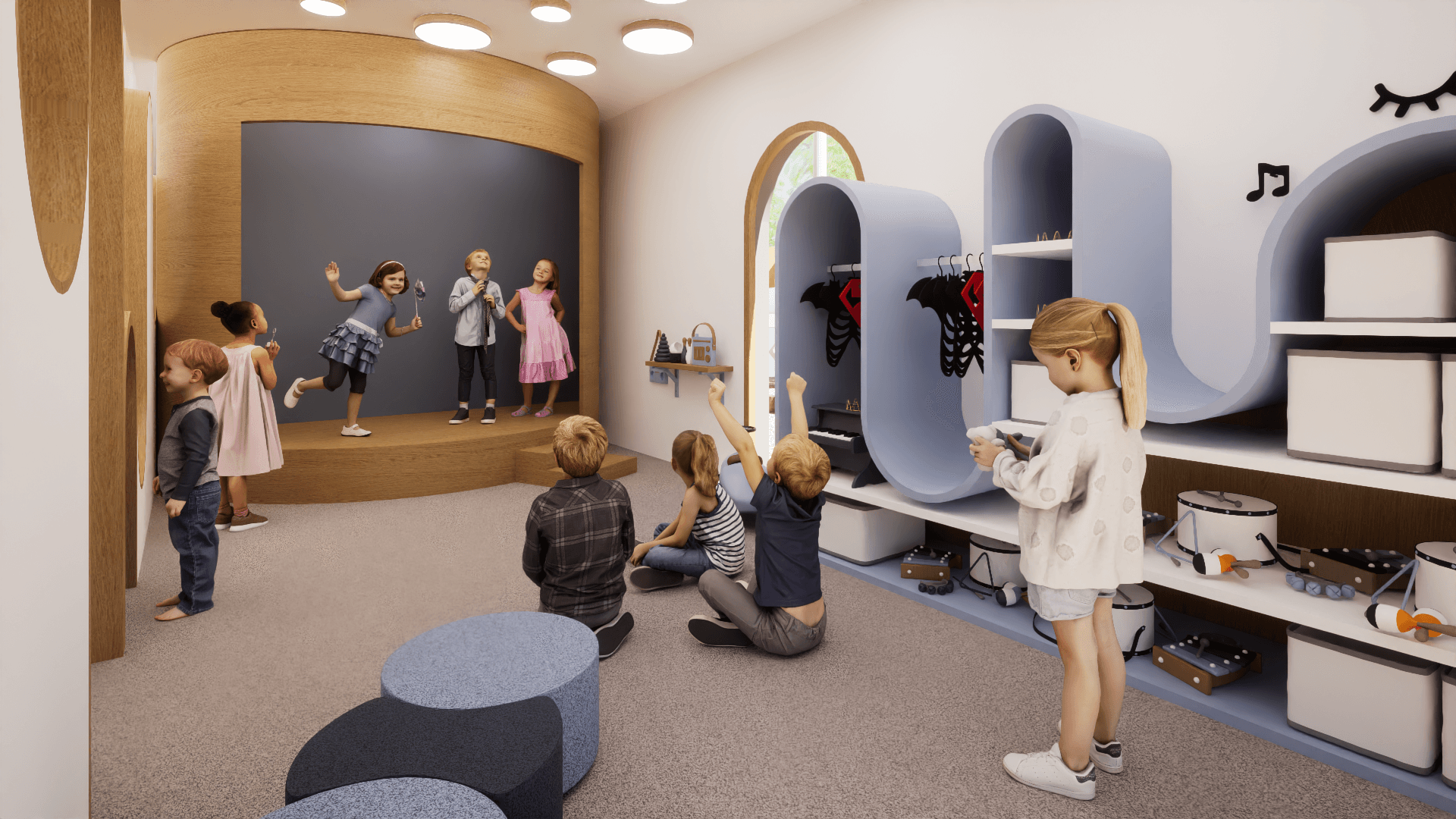 Garderie pour enfants. Salle de spectacle