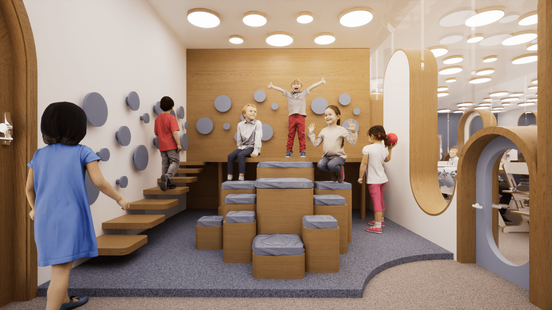 Garderie pour enfants. Salle de motricité