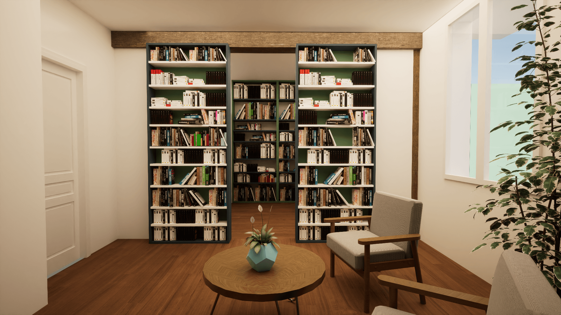 Bibliothèque coulissante