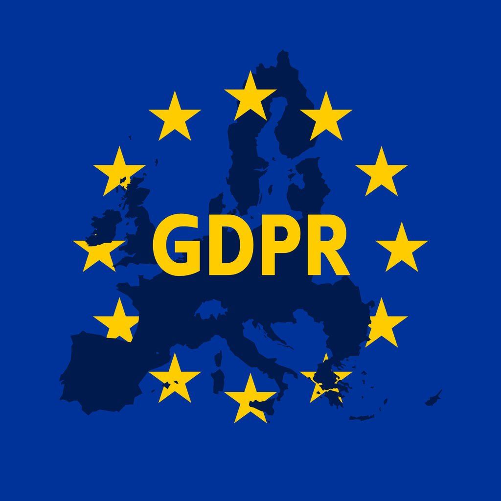 Europa im Lichte des Datenschutzes Europakarte mit GDPR - Symbol