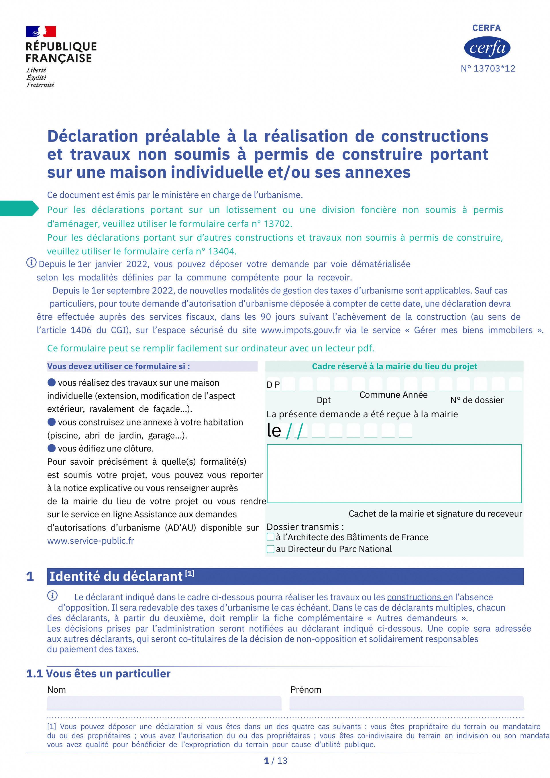 Plan de situation déclaration préalable de travaux régularisation Vélux