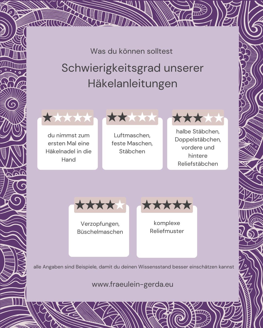 Einstufung Schwierigkeitsgrad Haekelanleitungen