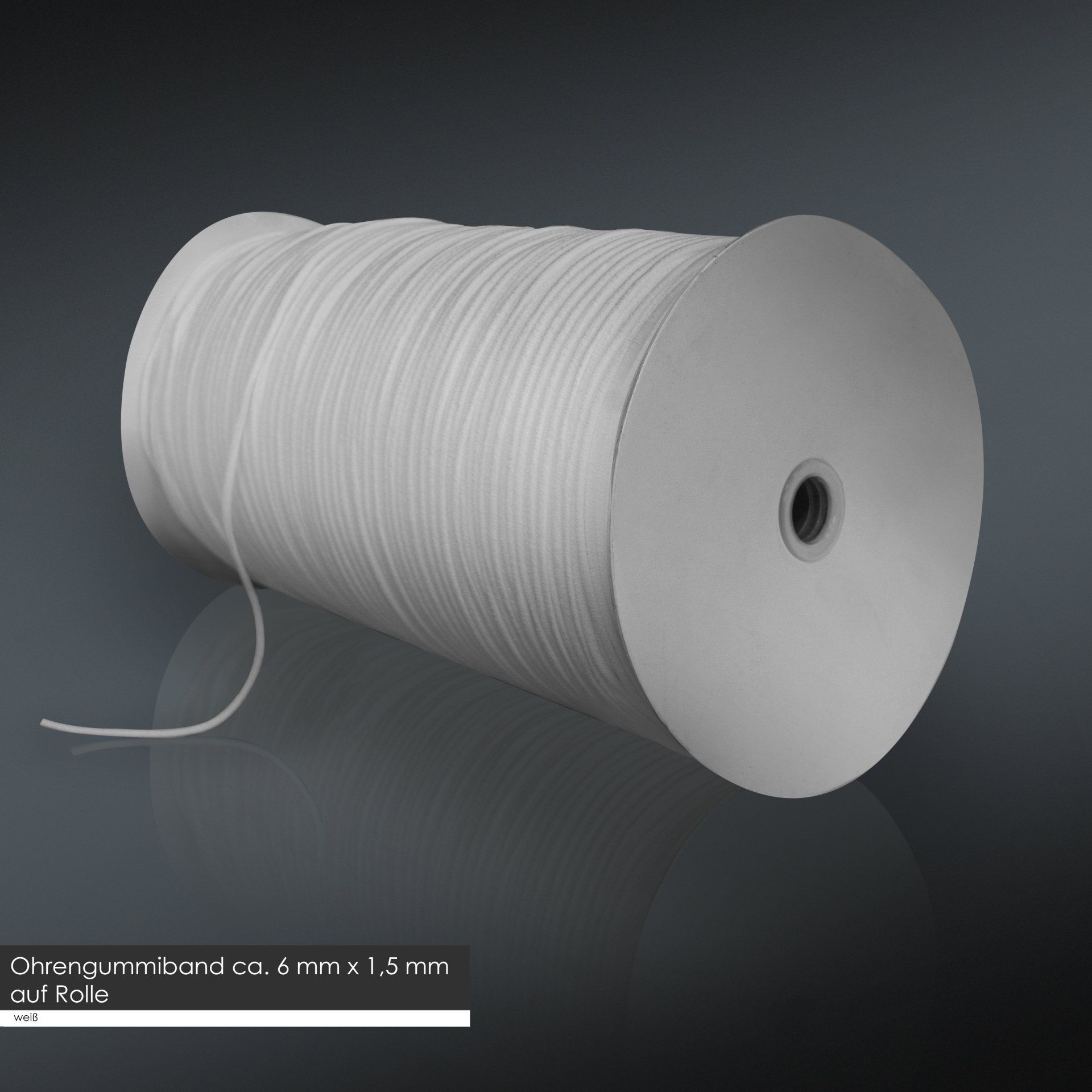 Ohrengummiband, auf Rolle, flach, oekotex, ultraschallschweißbar