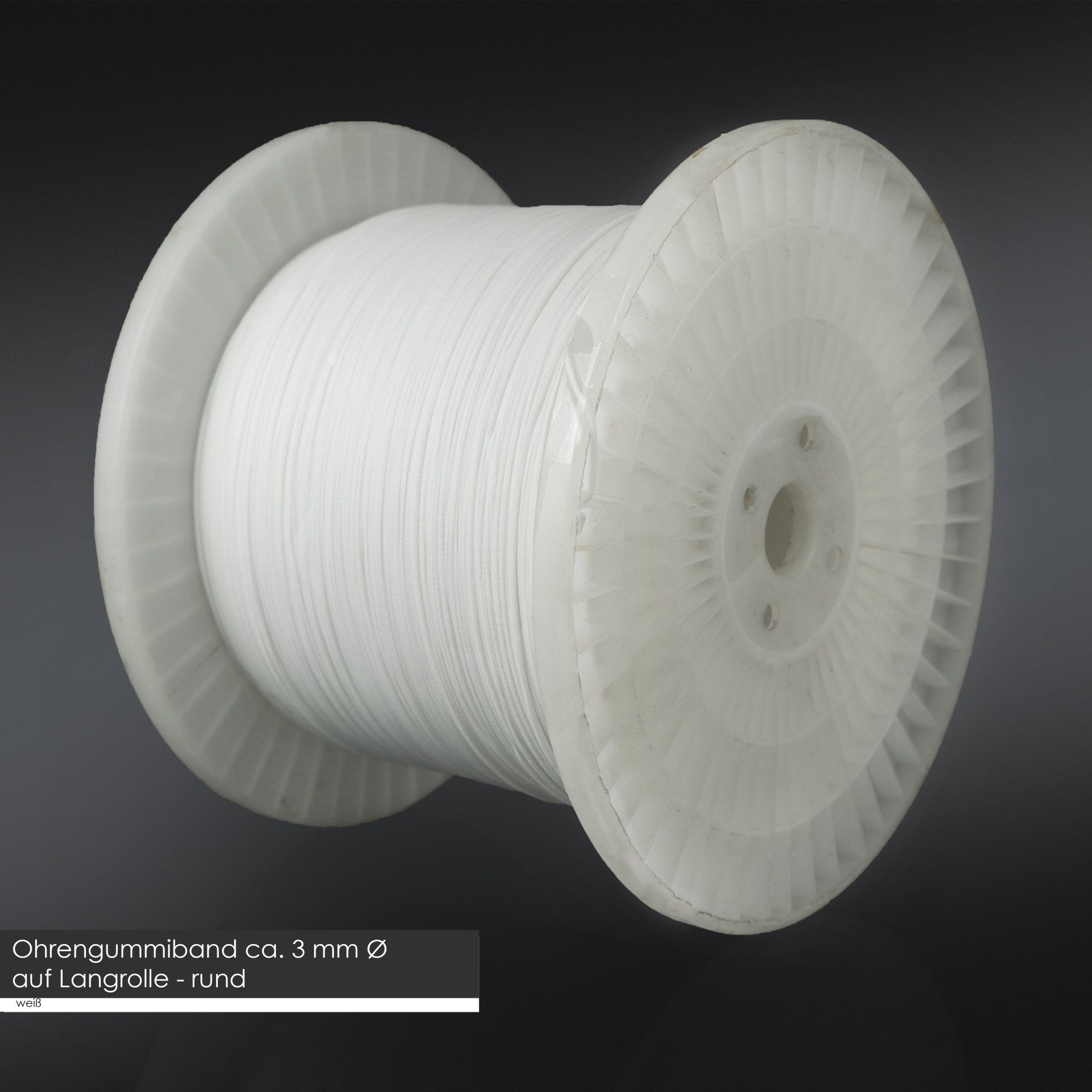 Ohrengummiband, auf Rolle, rund, oekotex, ultraschallschweißbar