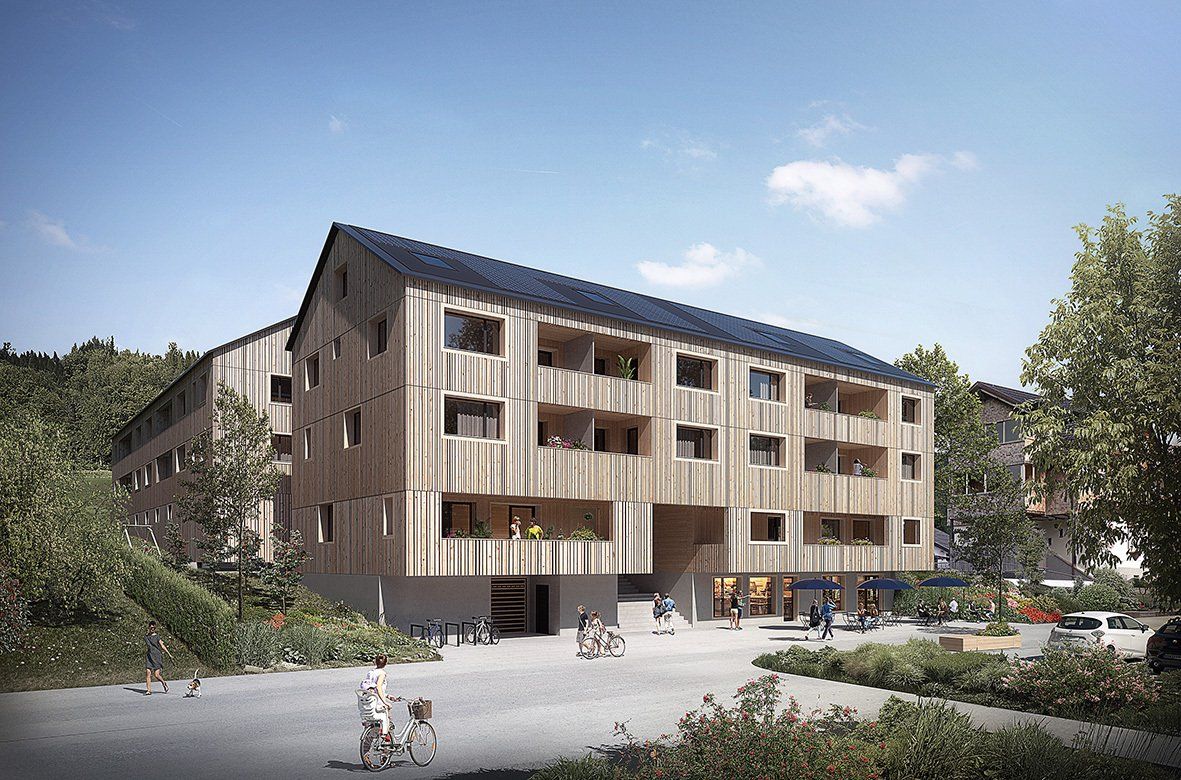 Dorf Zentrum Langen Blick vom Gemeindezentrum