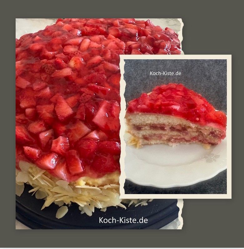 hohe Erbeer-Pudding Torte