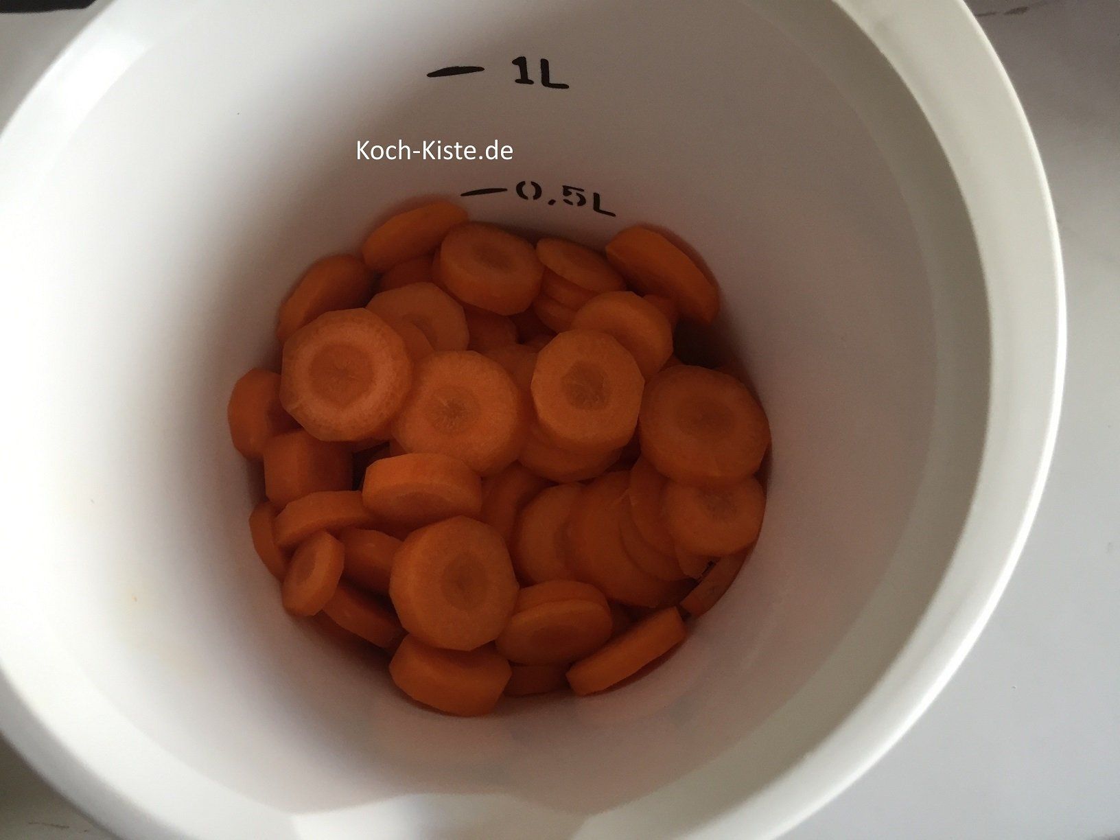 in Scheiben geschnittene Wurzeln (Möhren)