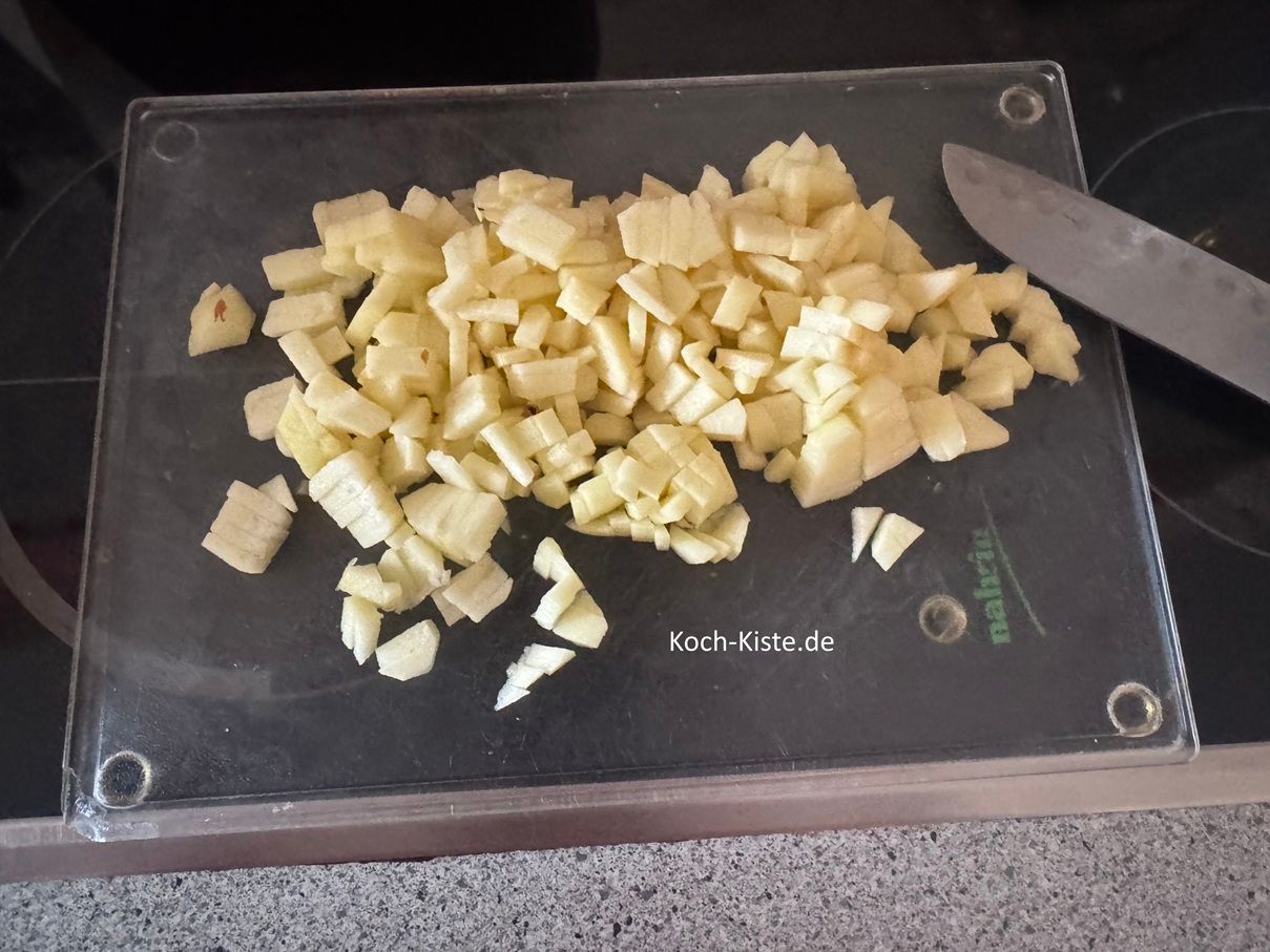 wiederhole Schritt ab bis c bei jedem Apfelviertel