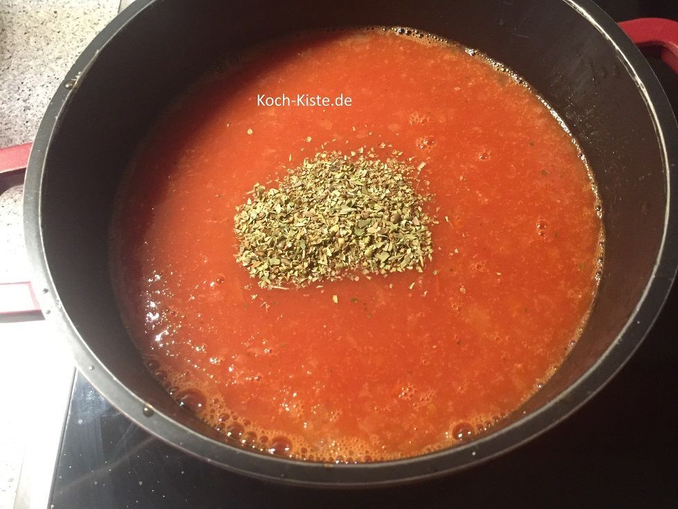 gebe Oregano dazu
