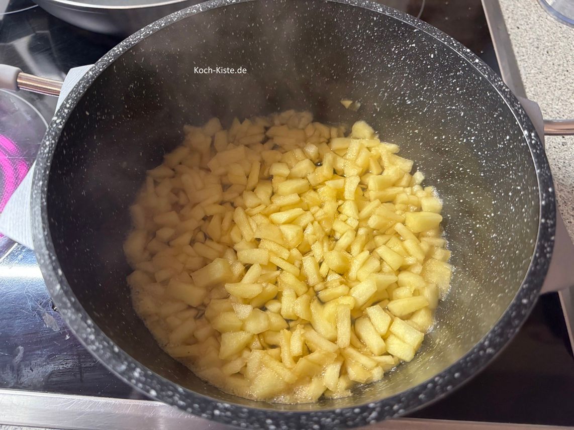 wenn Apfelsaft verkocht ist, die Apfelstücke weich sind