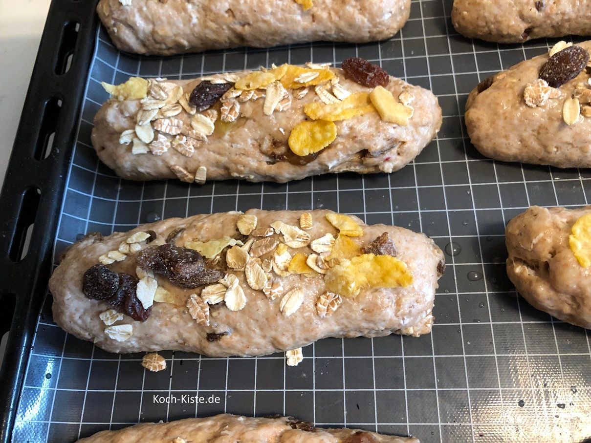 nach weiteren 10 Minuten Ruhzeit, sind die Müslistangen noch etwas aufgegangen