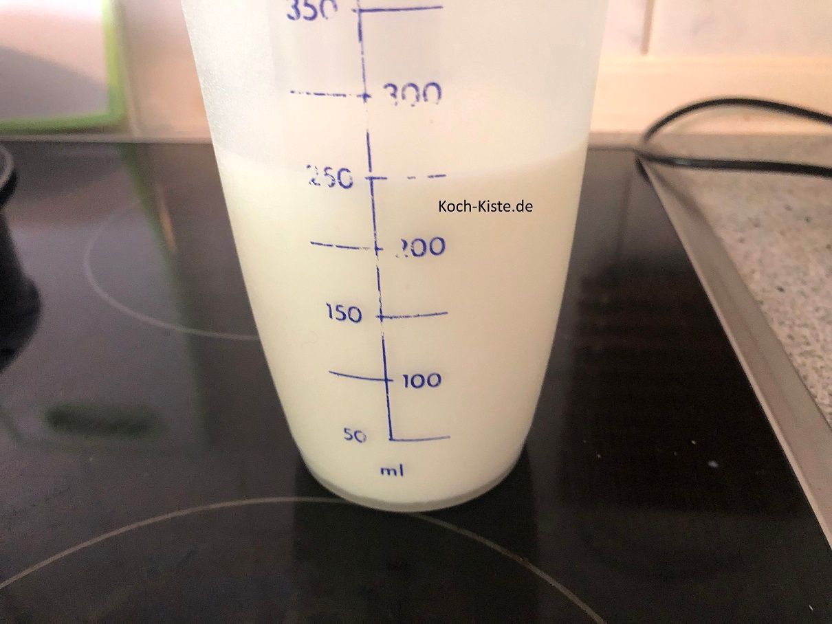 und dann messe die benötigte Milch ab