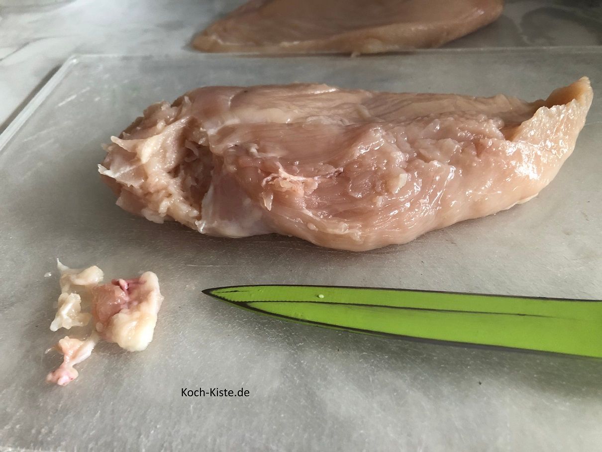 und vorhandende Sehnen / Fettstücke entfernen