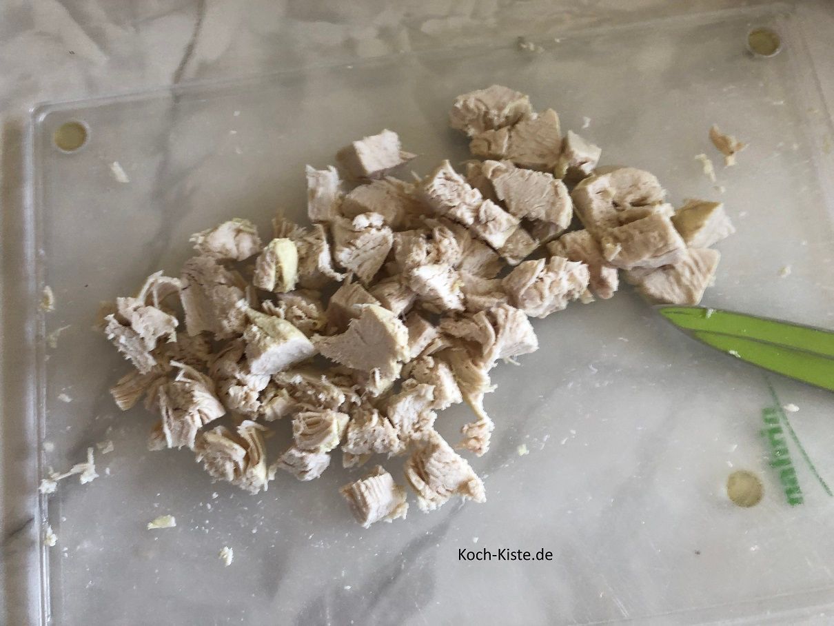 in Würfel geschnittenes Hähnchenbrustfilet