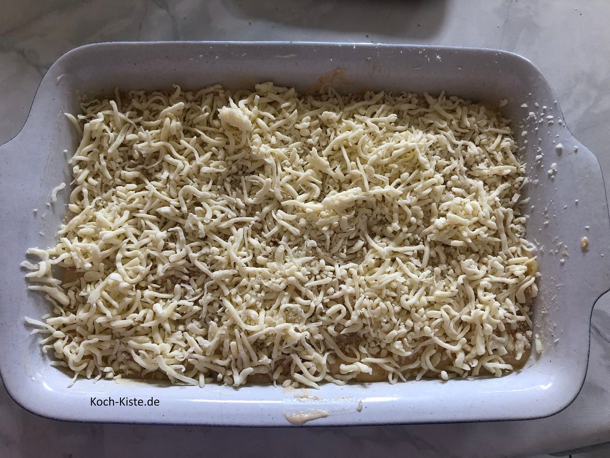 und zum Schluss 150 Gramm geriebener Käse