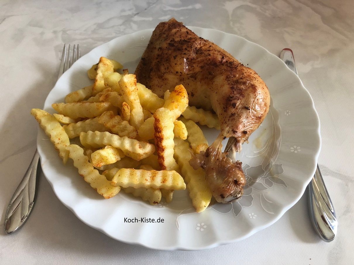 fertige Hähnchenbeine - mein Mann hatte Pommes