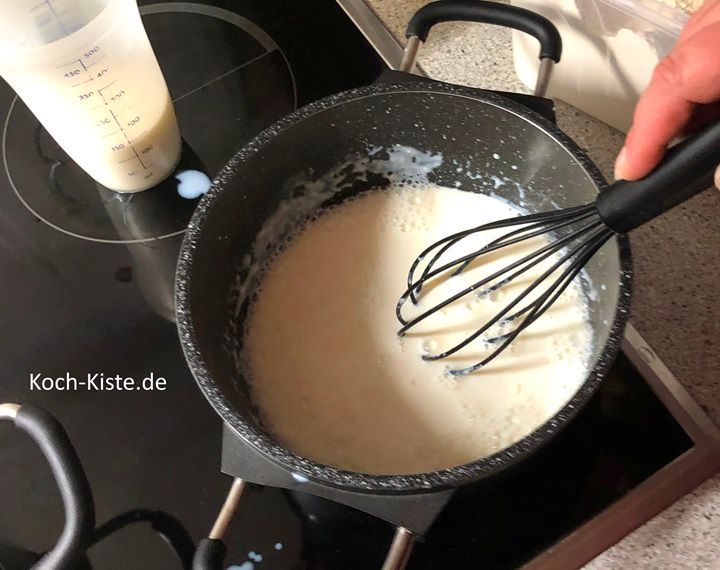 bis die ganze Flüssigkeit in dem Topf gegeossen wurde
