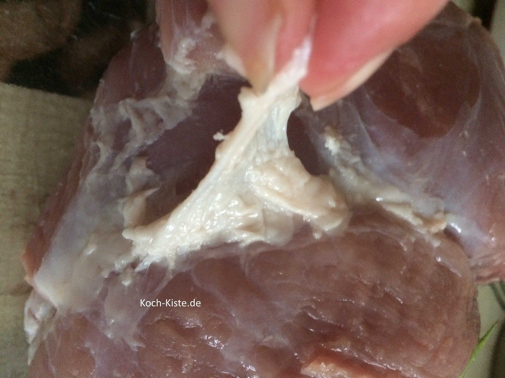 Braten von Fettteilen und Sehnen befreien