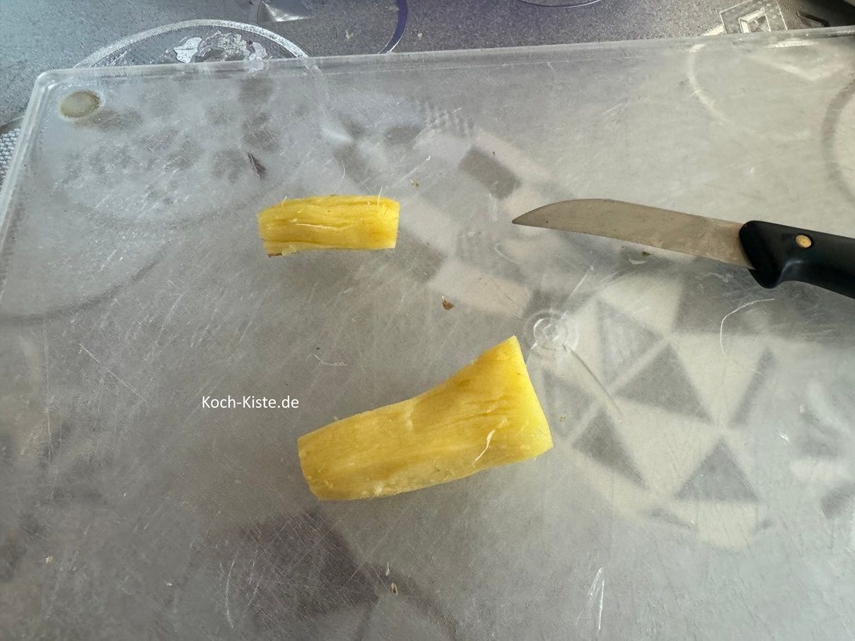 schäle den Ingwer großzügig