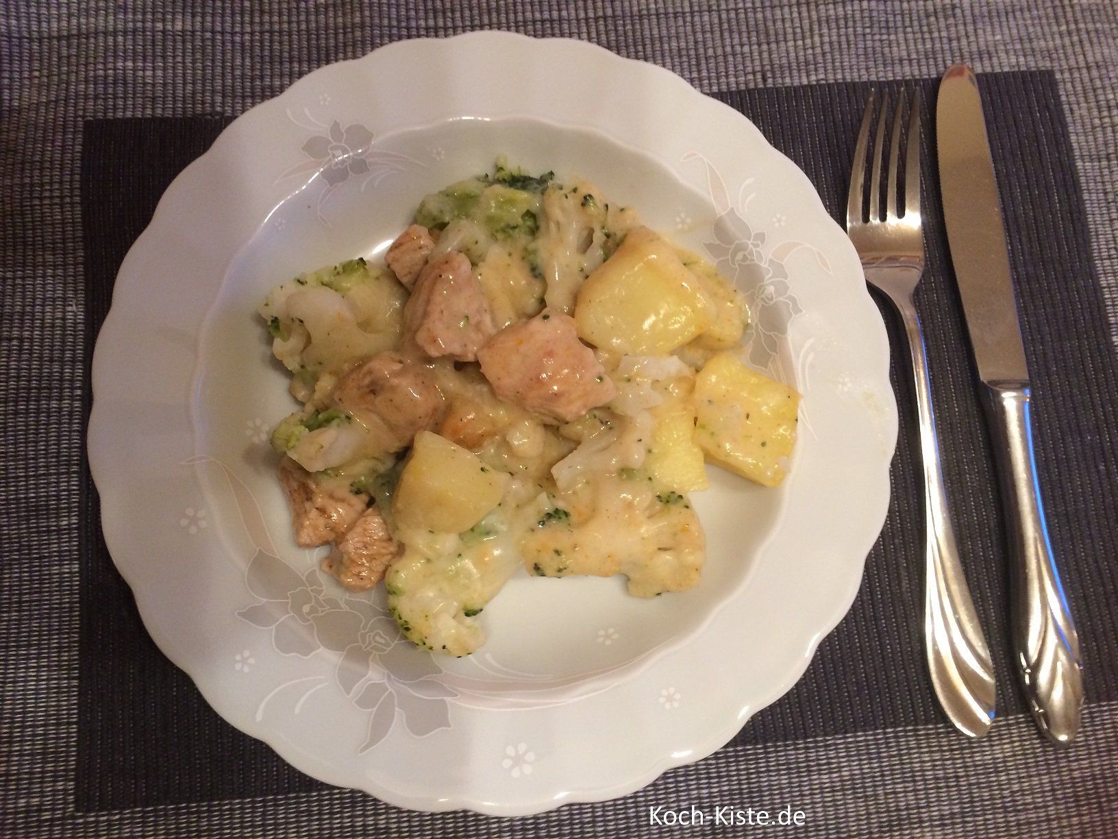 Blumenkohl-Brokkoli-Putenbrust Auflauf