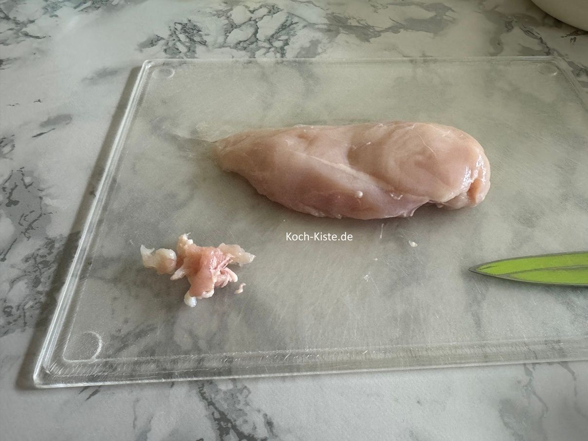 dann entferne eventuell vorhandende Fettstücke / Sehnen