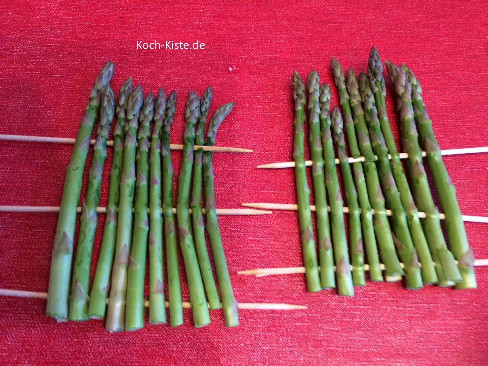 vorbereitete Spargelspieße