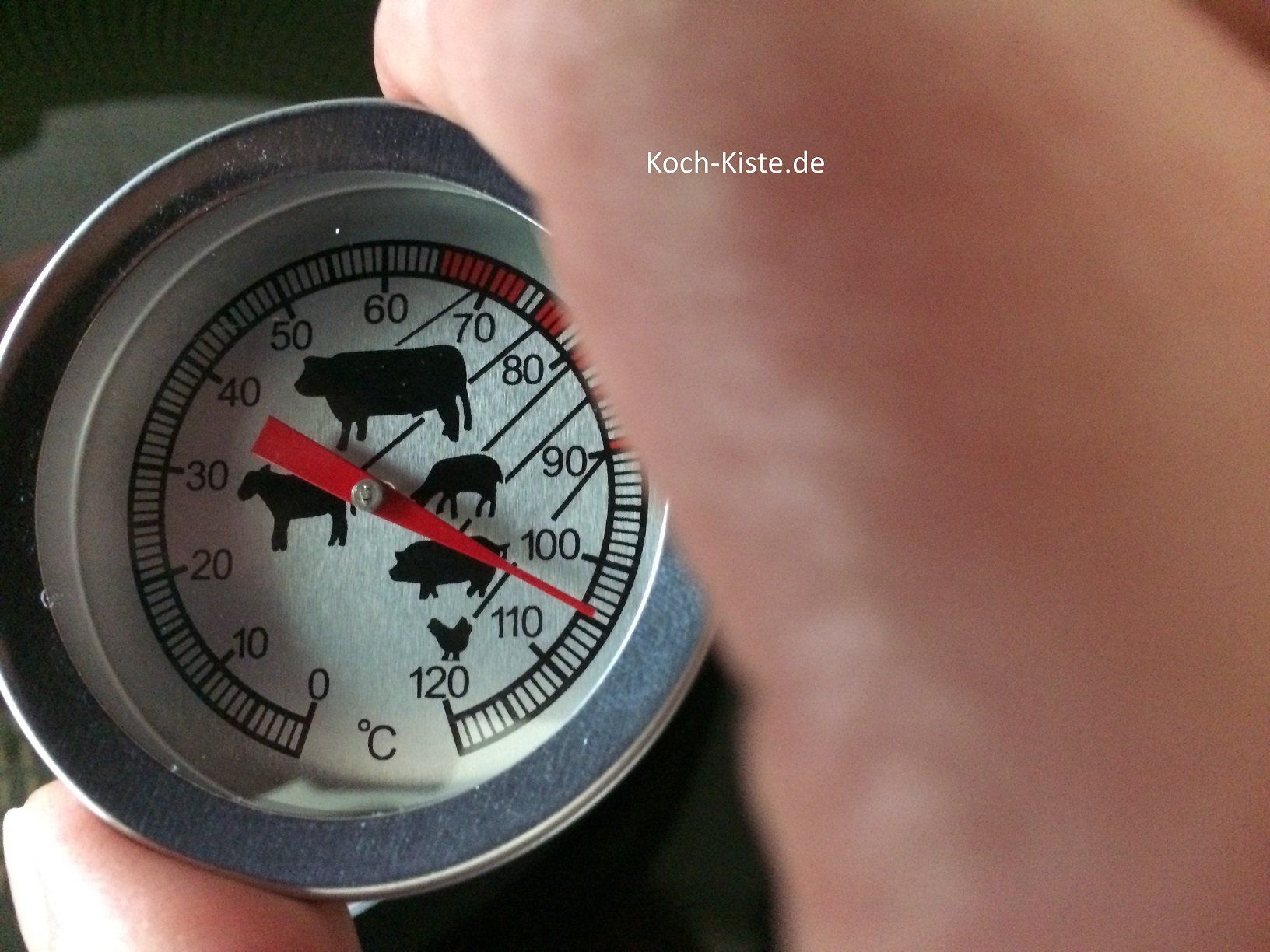 die Temperatur des Öles sollte bei 120 Grad liegen