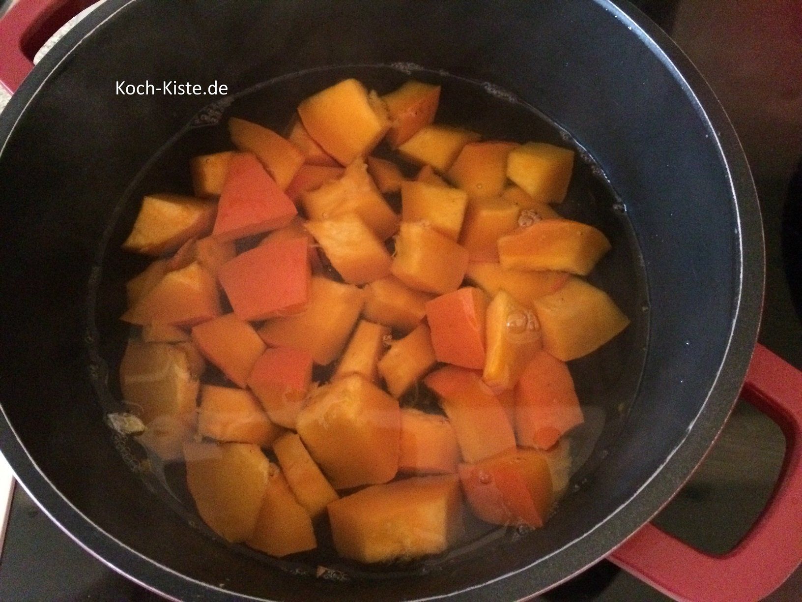 koche den Kürbis weich etwa 7-8 Minuten