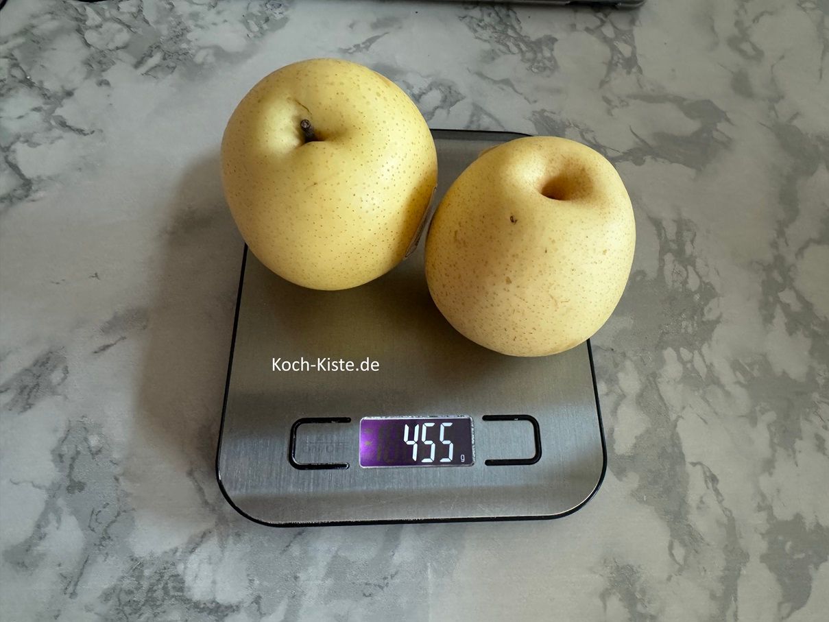 Du benötigst 2 Nashi Birnen von 450 bis 500 Gramm