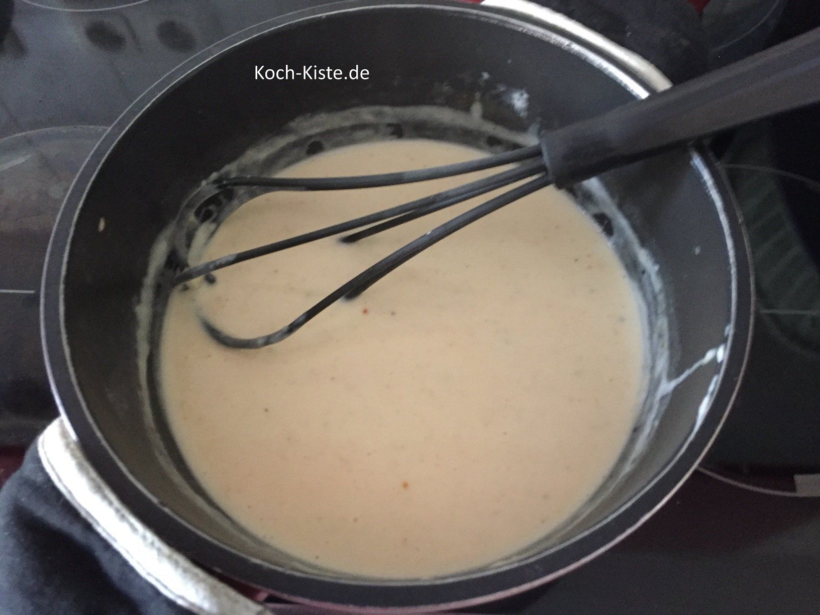 rühre so lange bis sich der Käse aufgelösst hat