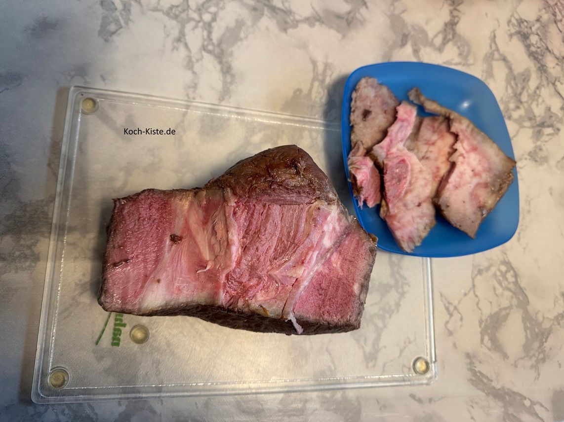 nächten Tag :entfferne die obere Fettschicht vom Roastbeef