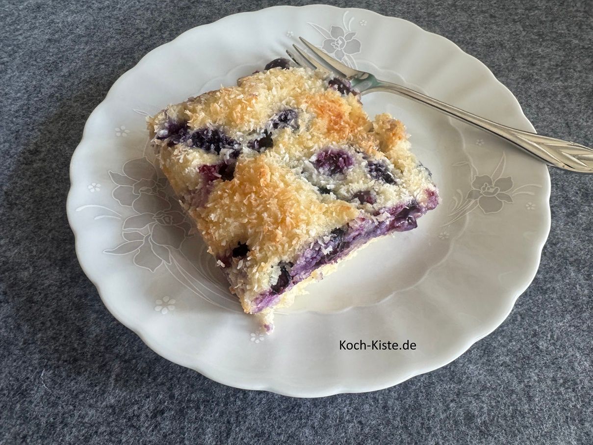 fertiger Blaubeer Kokos Kuchen