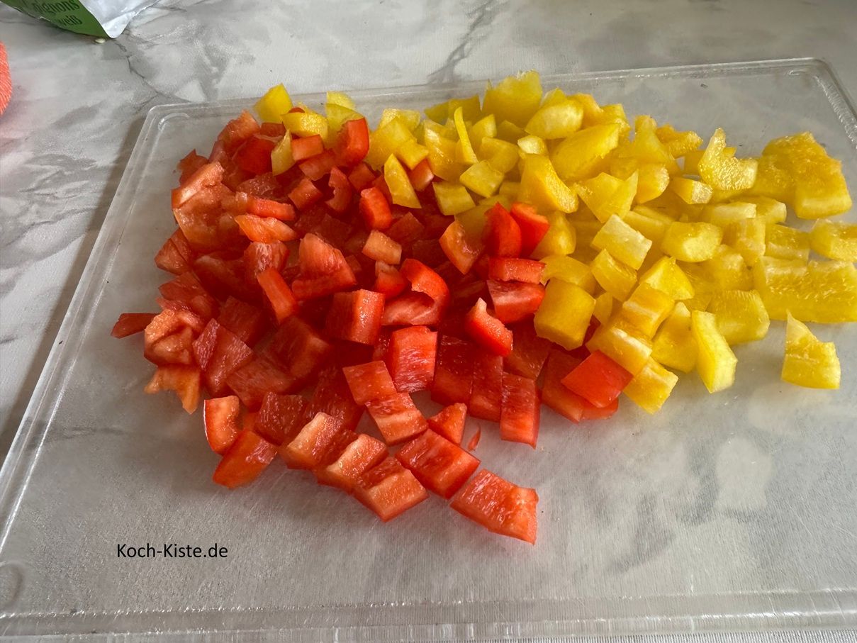 bearbeite jedes Paprikaviertel wie angegeben