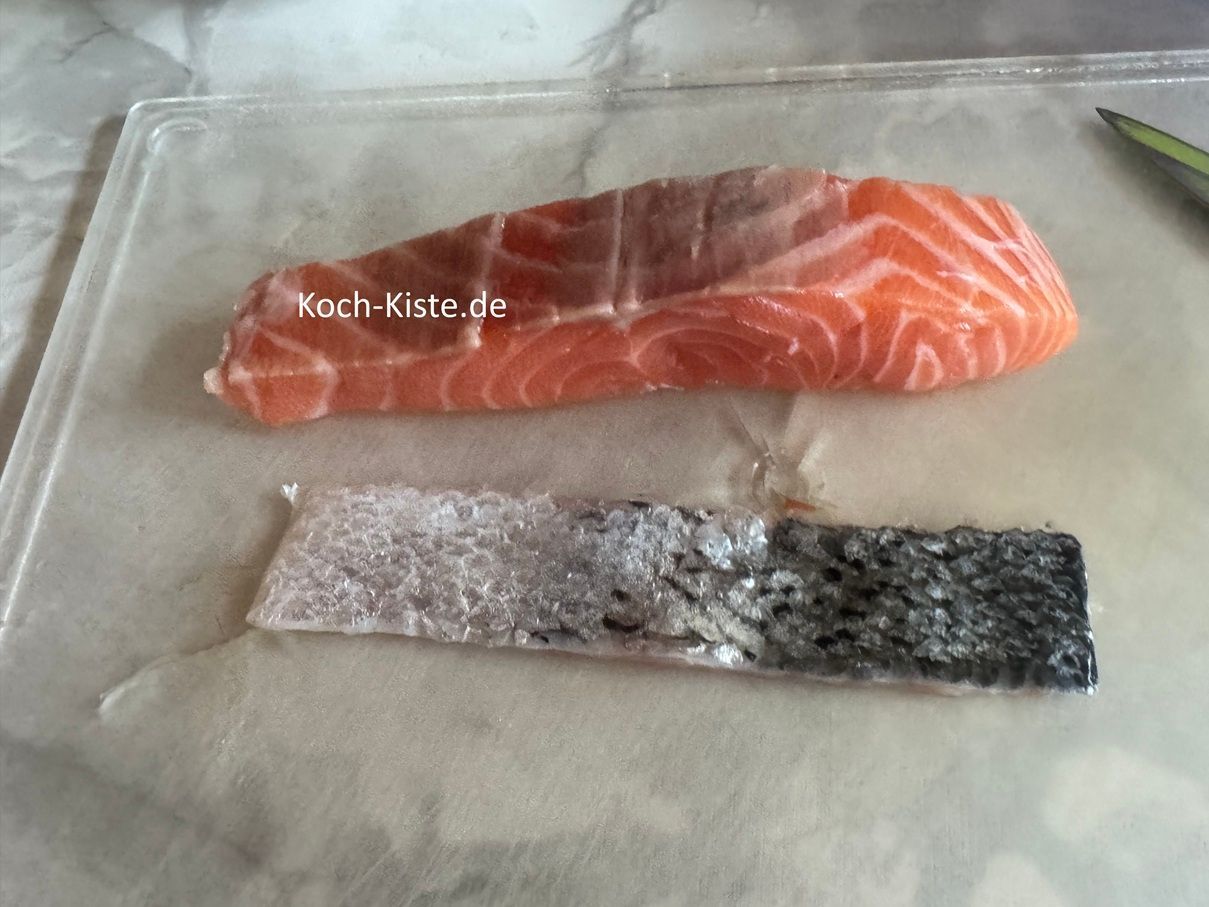 Lachsfilet wo die Haut entfernt ist.