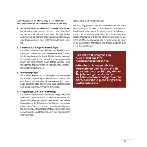 Blog für Rechtsanwaltsfachangestellte, Geprüfte Rechtsfachwirte, Kanzlei-Marketing-Manager, Inkasso-Manager, Anwaltskanzleien, Steuerkanzleien und Notariate