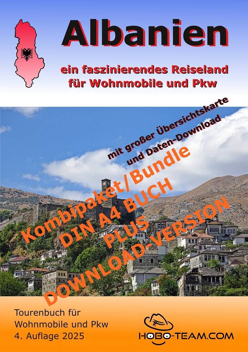 Albanien Wohnmobilführer - Tourenbuch Bundle Buch/PDF Albanien Wohnmobilführer - Tourenbuch in der Kombi DIN A4 Buch UND PDF-Download