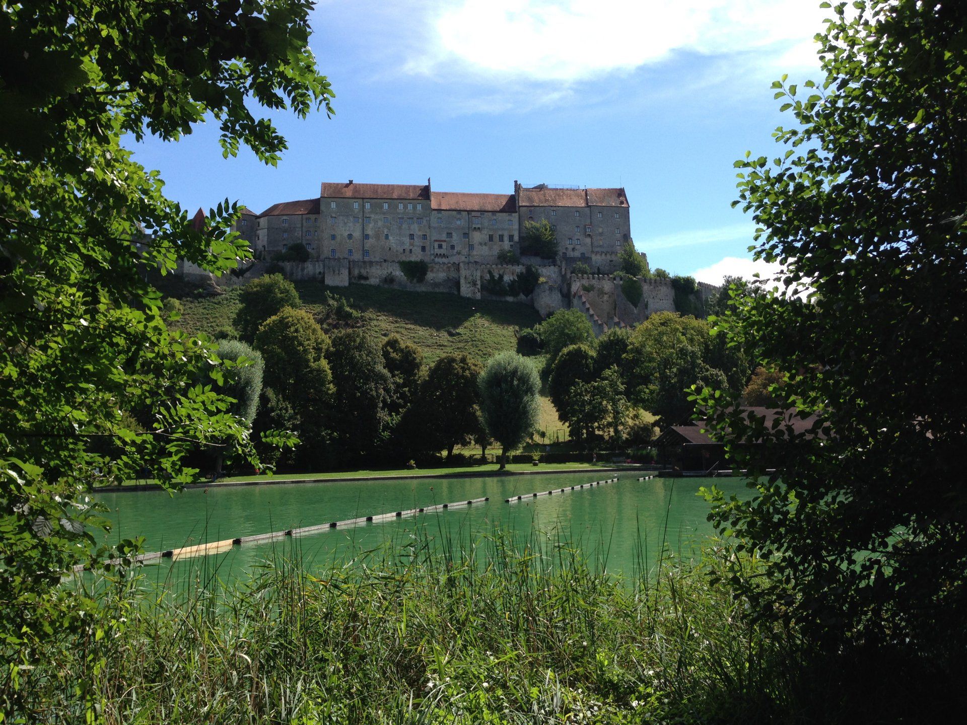 view of the castle from over the Wöhrsee
