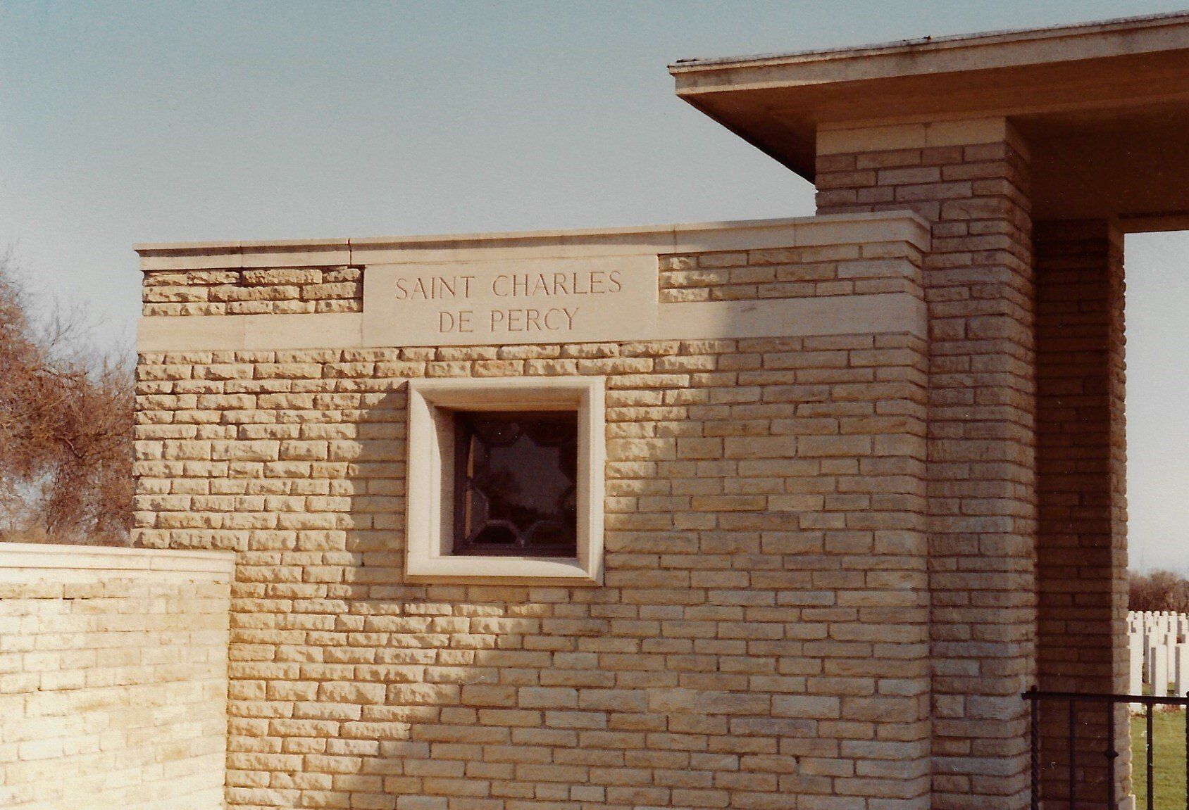 plaque in The cemetery at St Charles de Percy