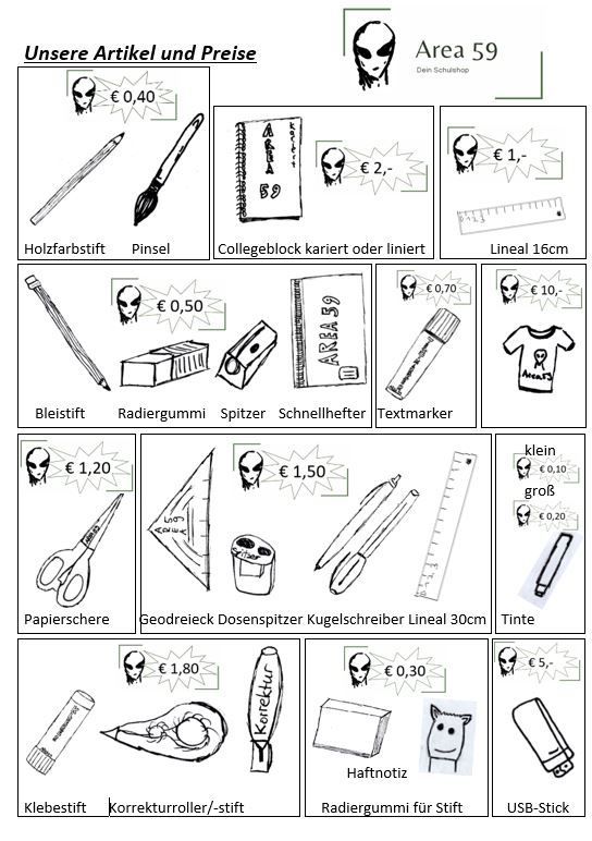 Preisliste Schulshop 2025