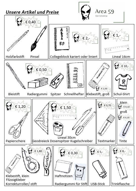 Preisliste Schulshop 2025