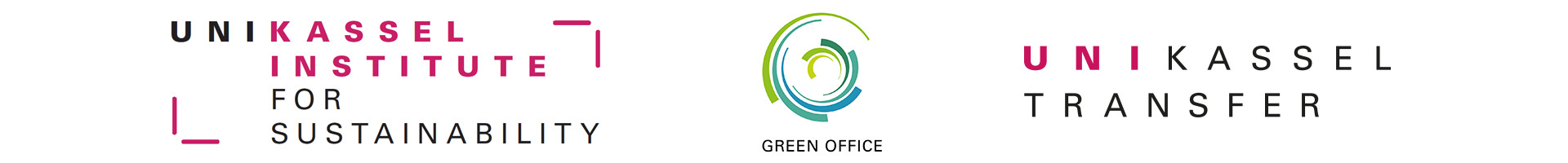 Zu sehen sind die Logos der Universität Kassel, des Green Offices der Uni und das Logo 
