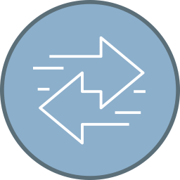 Das Icon zeigt zwei gegenläufige, aber ineinander verwobene Pfeile.